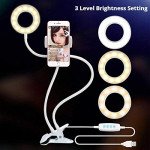 Wholesale 2 in 1 - 360 Degree Mobile Phone Holder Stand Long Arm Flexible Desktop Clip Bracket Photography 3 Modes Dimmable LED Selfie Light for TIK Tok YouTube Video Photo Live Stream Makeup (Black)